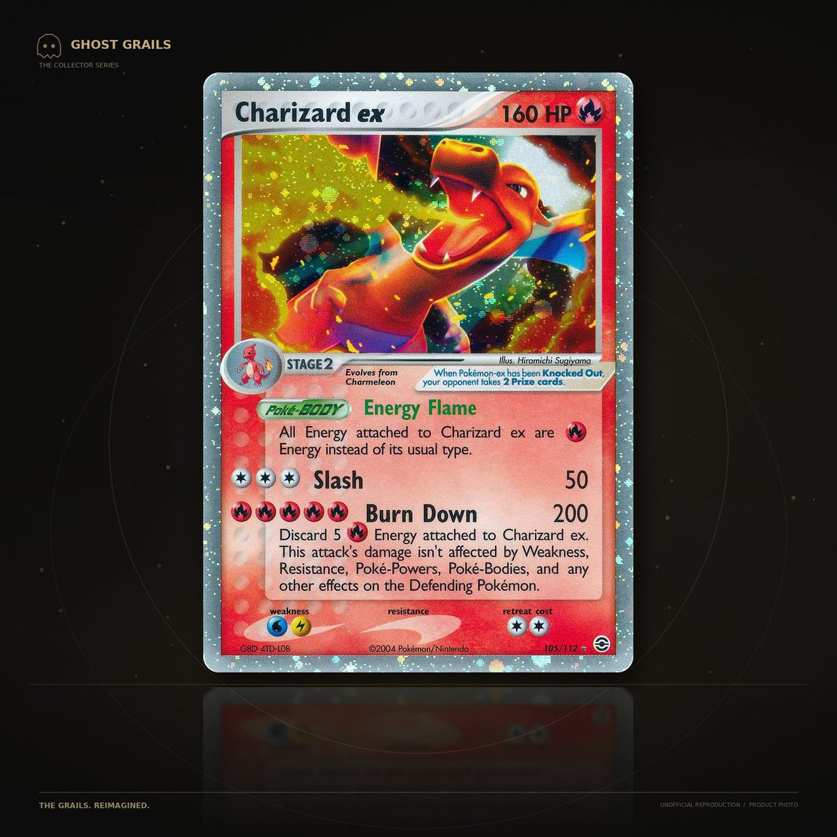 Charizard ex 105/112 EX FireRed and LeafGreen unofficial Pokémon proxy holographic-inspired card image