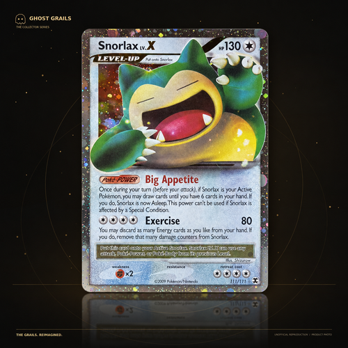Snorlax LV.X 111/111 Platinum Rising Rivals unofficial Pokémon super proxy card photograph