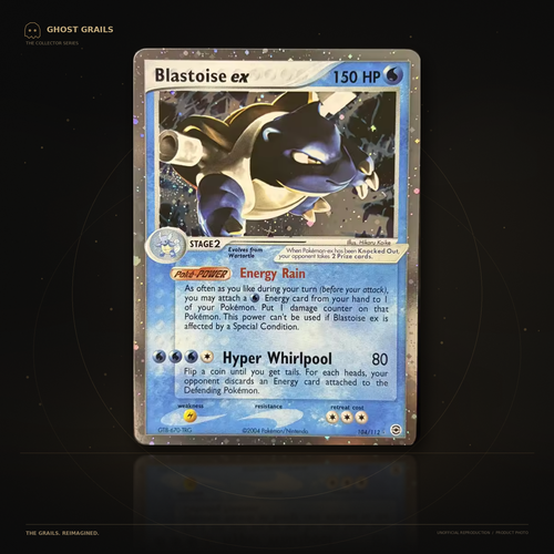 Blastoise ex 104/112 EX FireRed and LeafGreen unofficial Pokémon super proxy card collector display photo