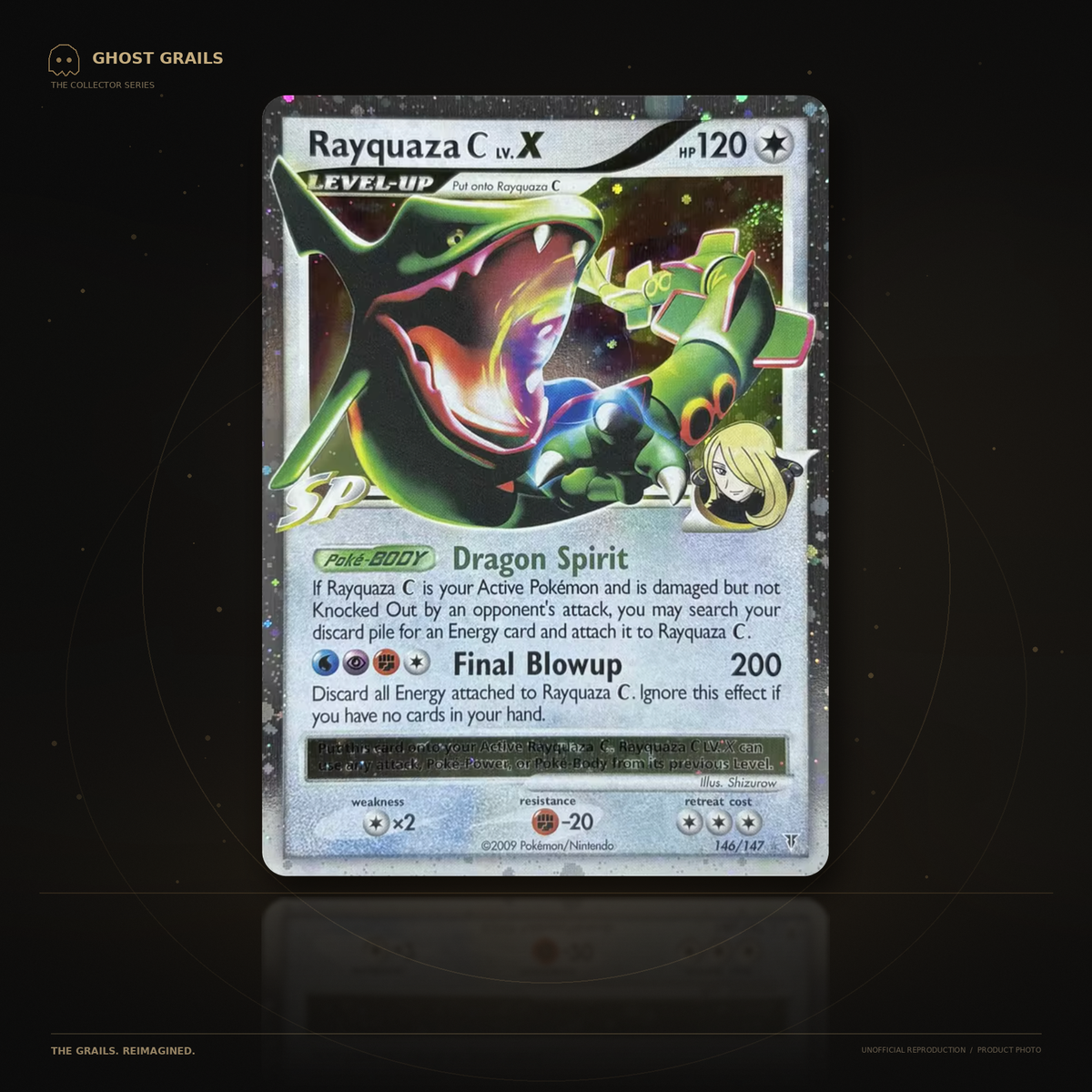 Rayquaza C LV.X 146/147 Platinum Supreme Victors unofficial Pokémon proxy card image